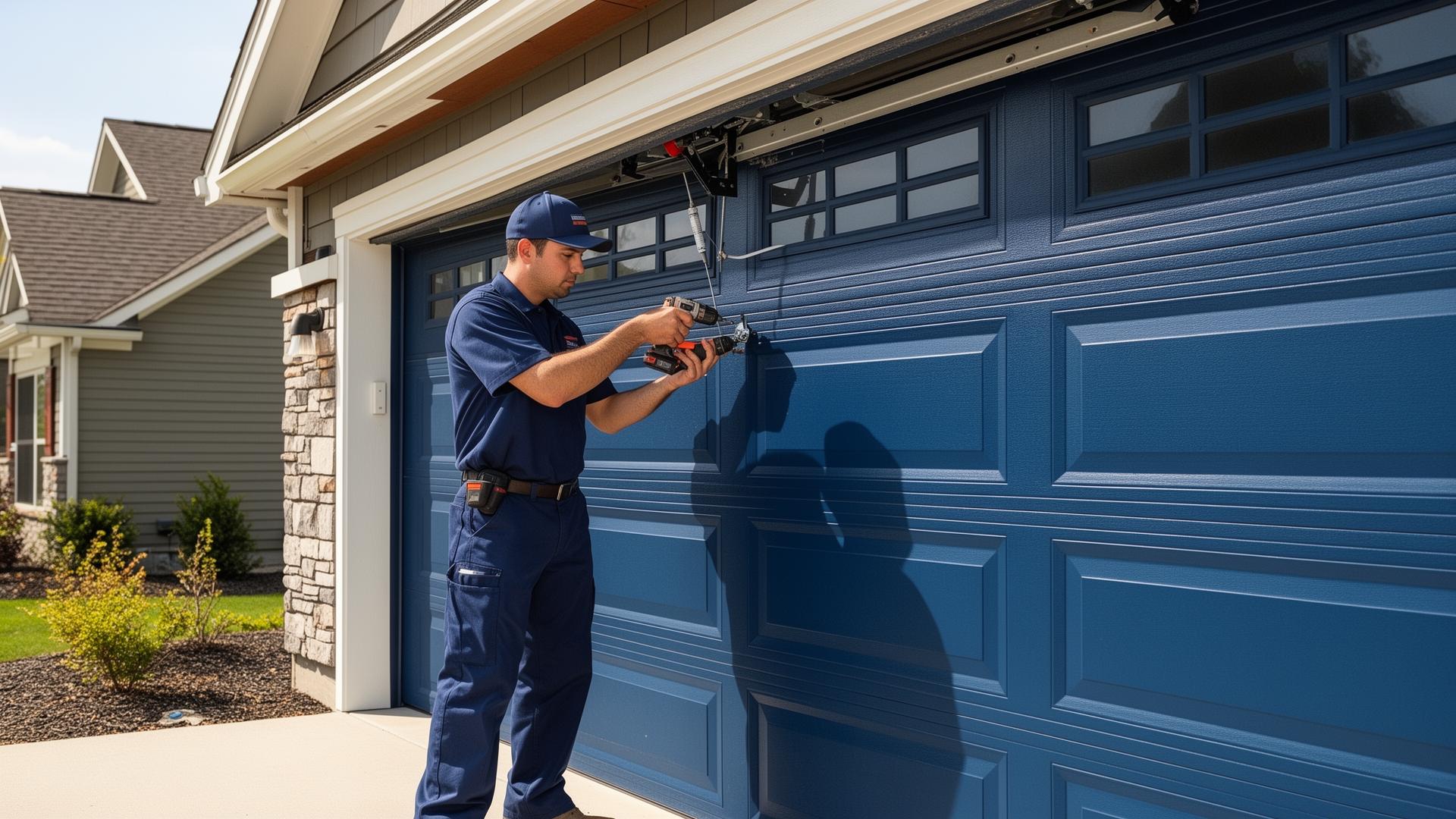 Professional garage door repair technician